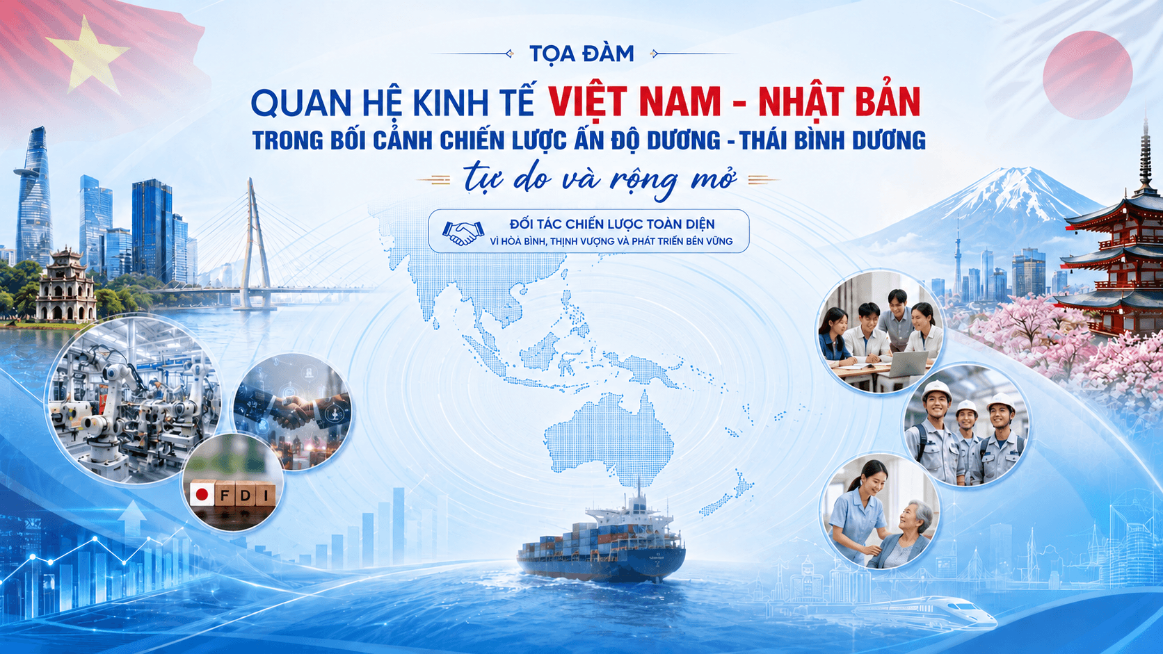 Viện Nghiên cứu Chiến lược Kinh tế tổ chức Tọa đàm khoa học "Quan hệ kinh tế Việt Nam - Nhật Bản trong bối cảnh Chiến lược Ấn Độ Dương - Thái Bình Dương tự do và rộng mở"