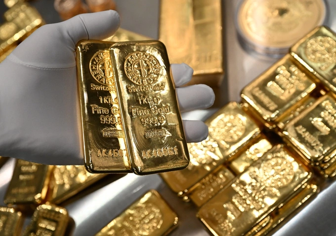 Vàng thỏi trong một hầm chứa ở Munich (Đức) tháng 1/2025. Ảnh: Reuters